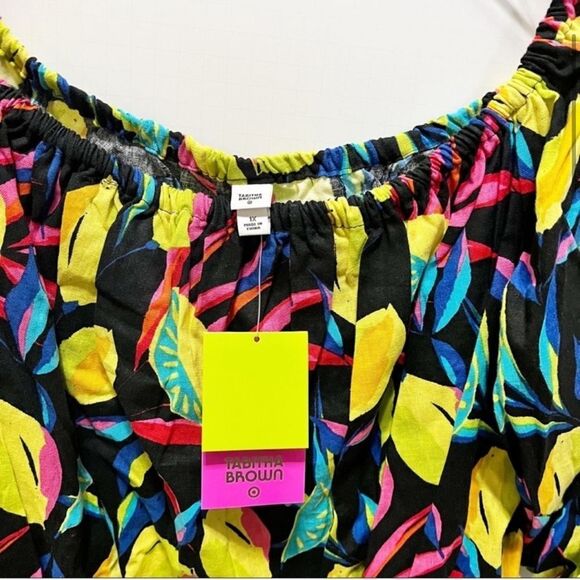Tabitha Brown for Target NWT 1X Bardot Off the Shoulder Top Lemon Print - Picture 5 of 11